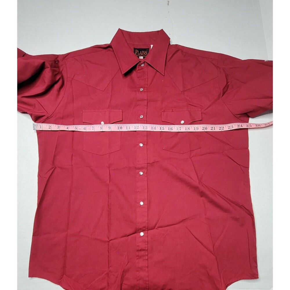Plains Western Wear Men Large Maroon Red Long Sleeve Pearl Snap Front Cowboy - Picture 7 of 10